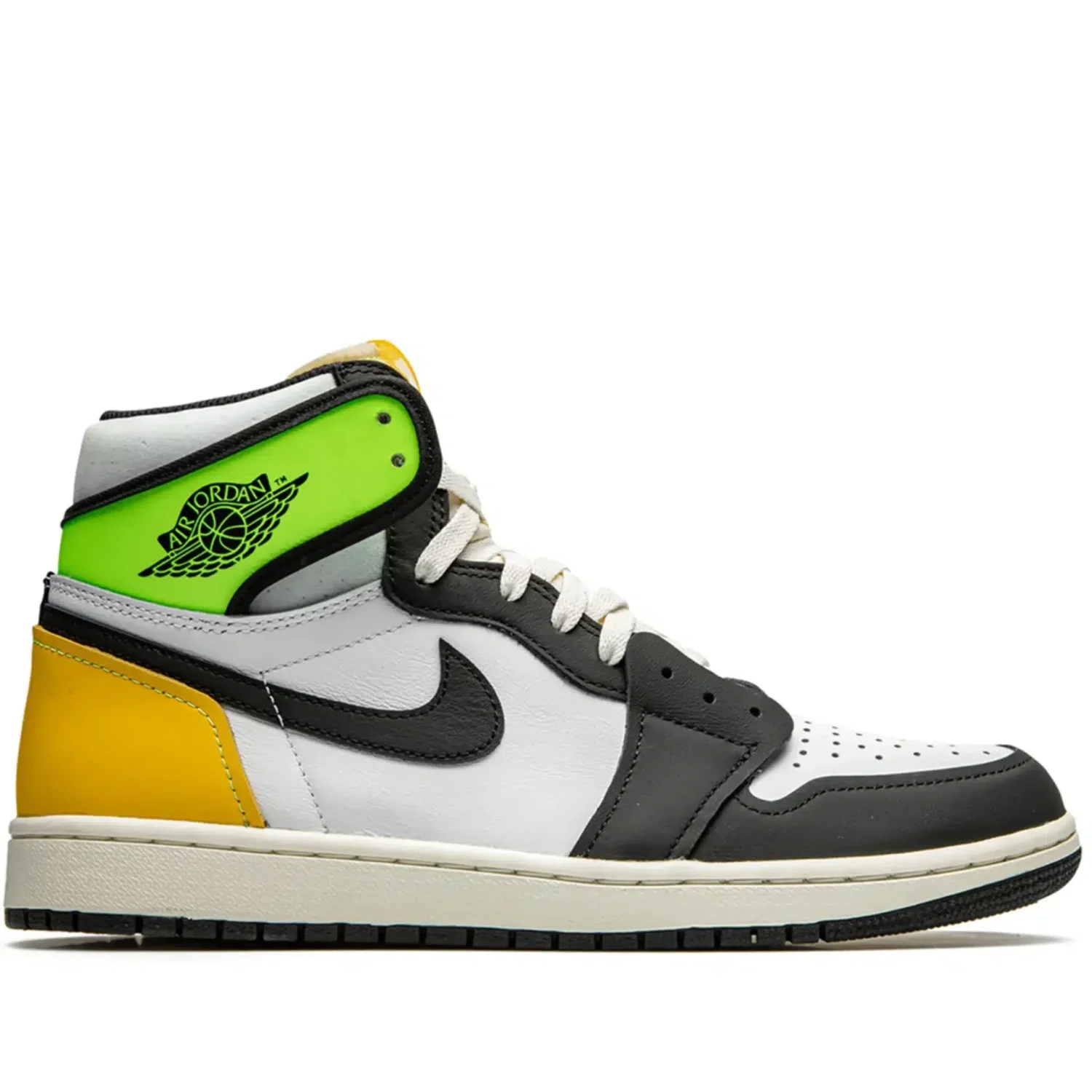 Jordan 1 Retro High 'White Black Volt University Gold'